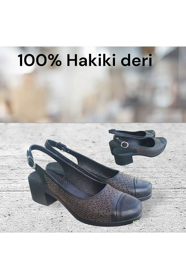 Deri topuklu ayakkabı - 1