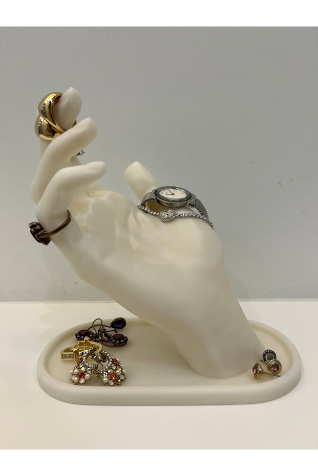 Modern Handcrafted Jewelry Stand - Ring, Earring, Necklace, and Watch Organizer - White