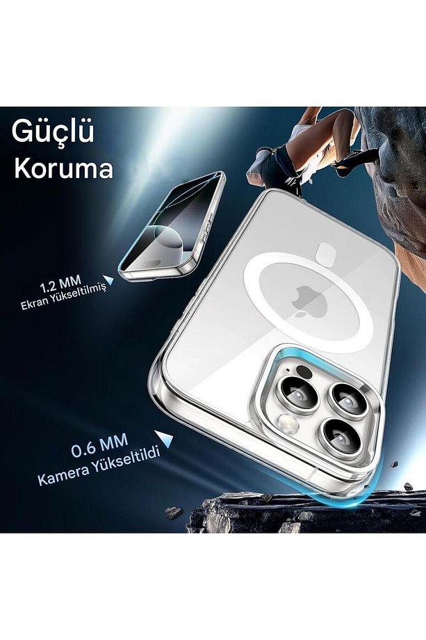 (MAGSAFE KILIF) Iphone 16 Pro Max Için Magsafe Özellikli Şeffaf Kılıf Wireless Silikon Kılıf - 3