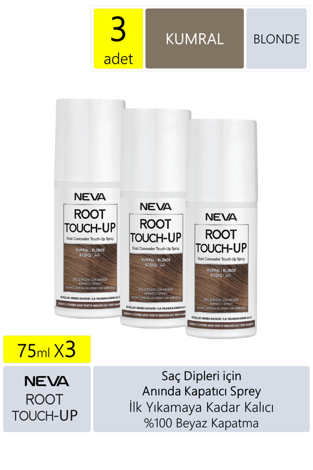Neva Root Touch Up Kapatıcı Sprey 75 Ml Kumral 3 Adet - 1