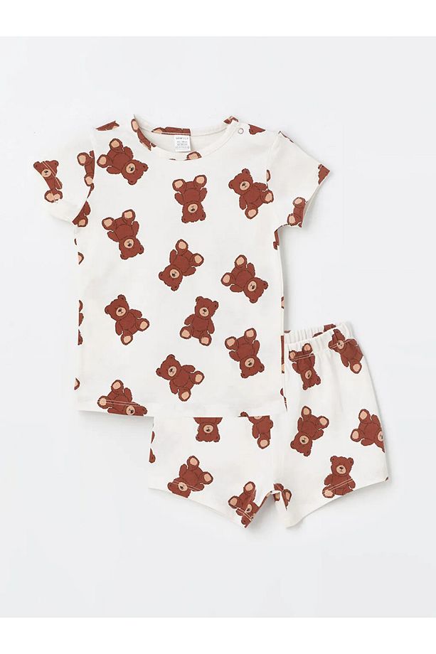 LCW ECO Bisiklet Yaka Kısa Kollu Baskılı Erkek Bebek Şortlu Pijama Takımı - 1