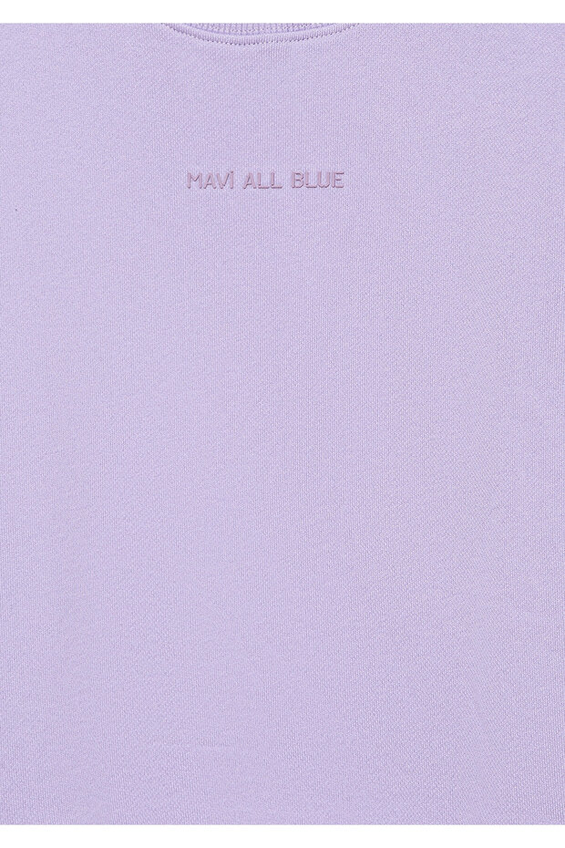 Organik Pamuklu Mor Basic Sweatshirt 7S10043-70529 - 5