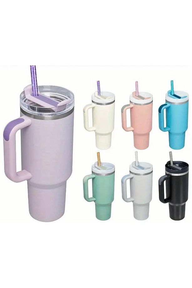 Termos Uyumlu 40oz Pipet 4 Adet Renkli Simli Plastik - 2