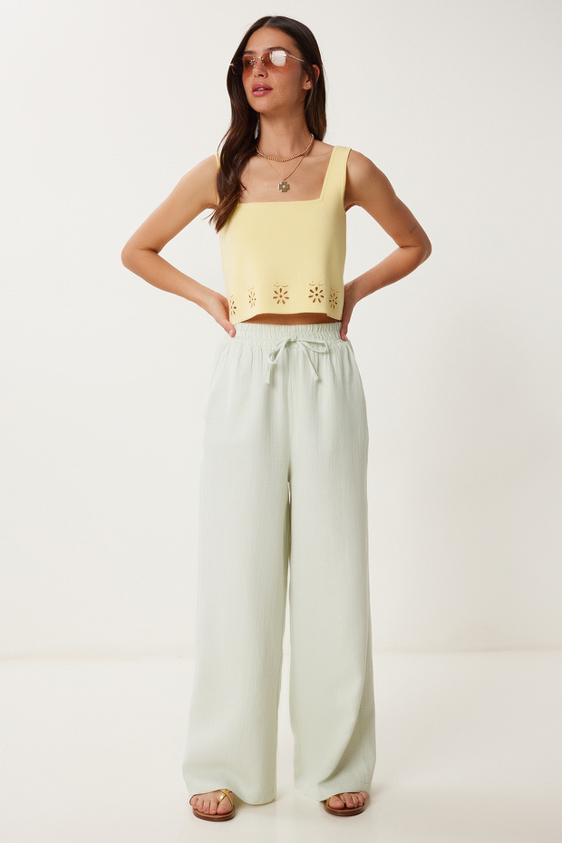 Muslin Palazzo Trousers Water Green Lmx0008