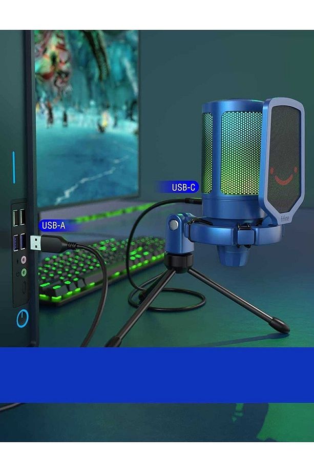 A6v-b - Usb Condenser Rgb Mıkrofon Mavi - 5