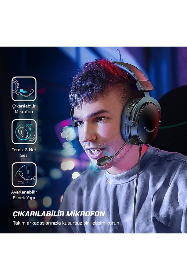 H9 - Ampligame Mikrofonlu 7.1 Siyah Rgb Gaming Kulaklık - 5