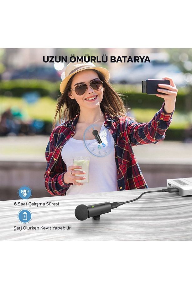 M8 Kablosuz Yaka Mikrofonu - 2 Kişilik Mikrofon Seti - 4