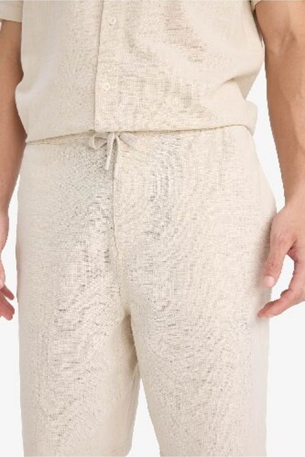 %100 Pamuk Relax Fit Cepli Keten Görünümlü Bermuda Şort C7381ax25sm - 6