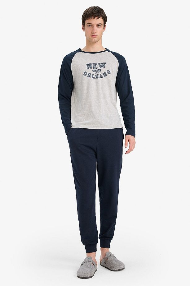 Regular Fit Pijama Takımı Baskılı Uzun Kollu Üst Uzun Alt E0496AX25SP - 1