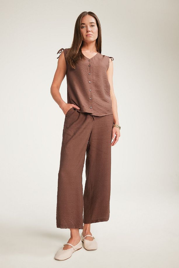Regular Fit Cep Detaylı Geniş Paça Pantolon F0988AX25SM - 2