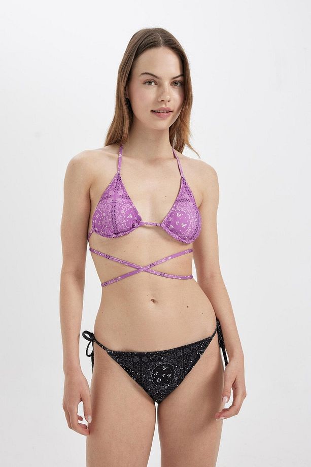 Regular Fit Şal Desenli Bikini Üstü-Fall in Love C3176AX24SM - 4