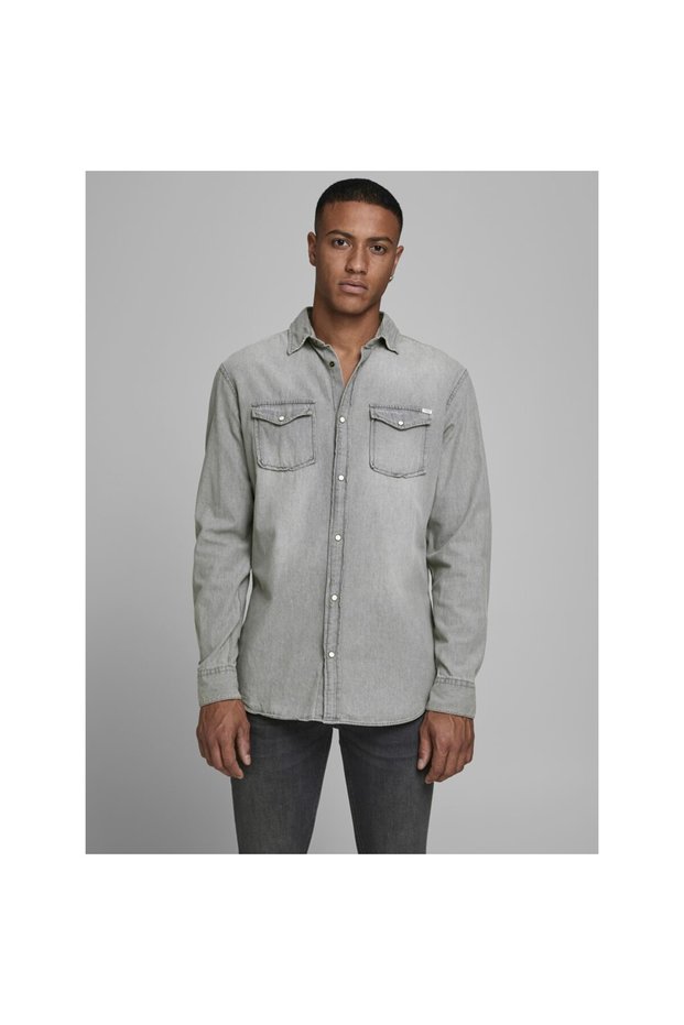 12138115 Men's Jjesherıdan Shirt L/s Noos Denim Shirt