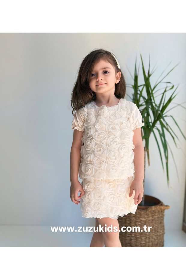 Güllü Şort Etekli Kız Çocuk Takım - 4