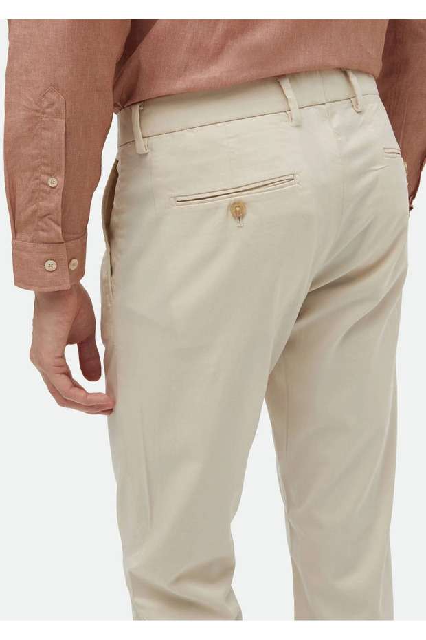 Ekru Düz Dokuma Regular Fit Casual Pantolon - 4
