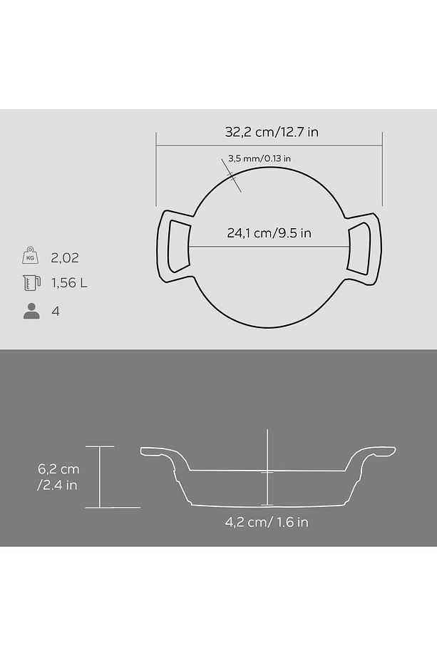 Döküm Yuvarlak Sahan Döküm Demir Yekpare Çift Kulplu Çap(Ø)24cm. - 5