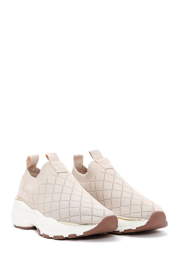 Zero Kadın Bej Desenli Kalın Tabanlı Sneaker 25sfd43036f - 3