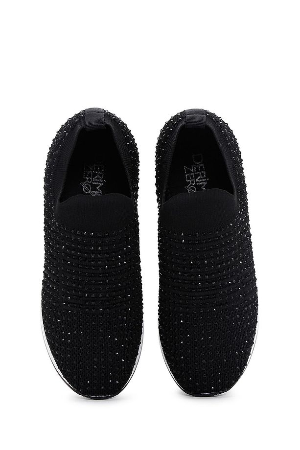 Zero Kadın Siyah Kalın Tabanlı Taşlı Sneaker 25sfd43006f - 6