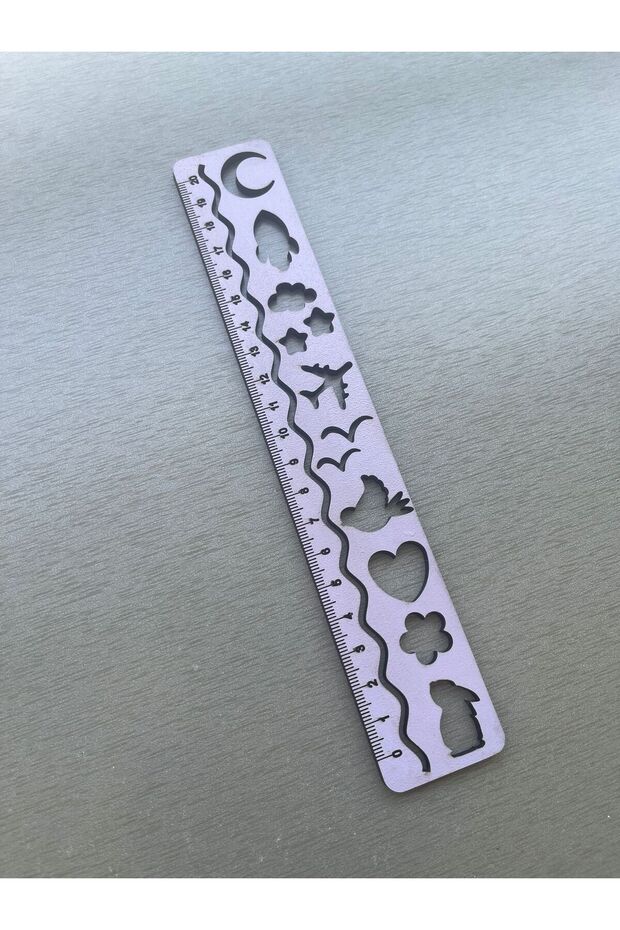 Ahşap Şekilli Cetvel Mor - 2