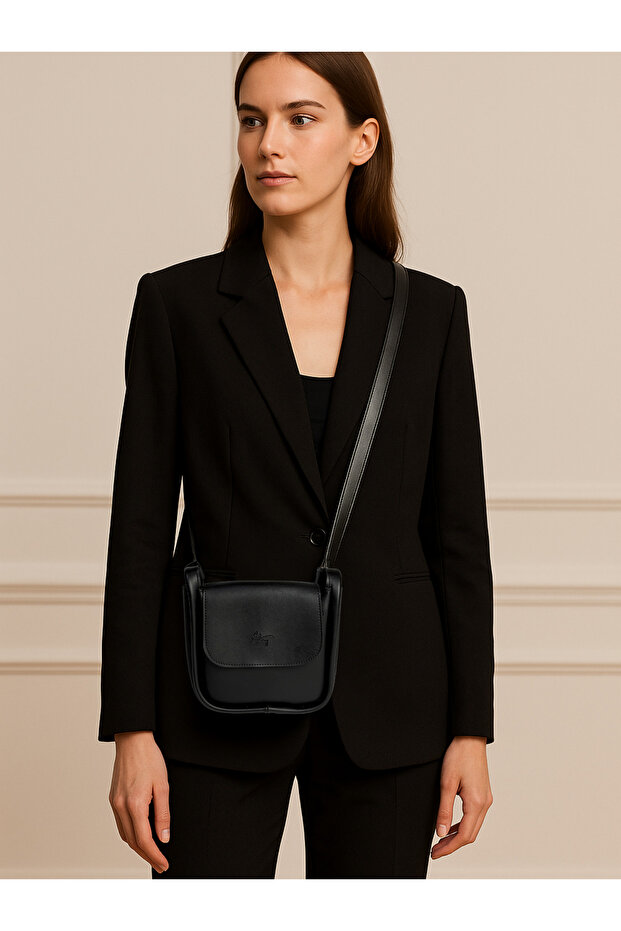 Women's Black Leather Shoulder Bag