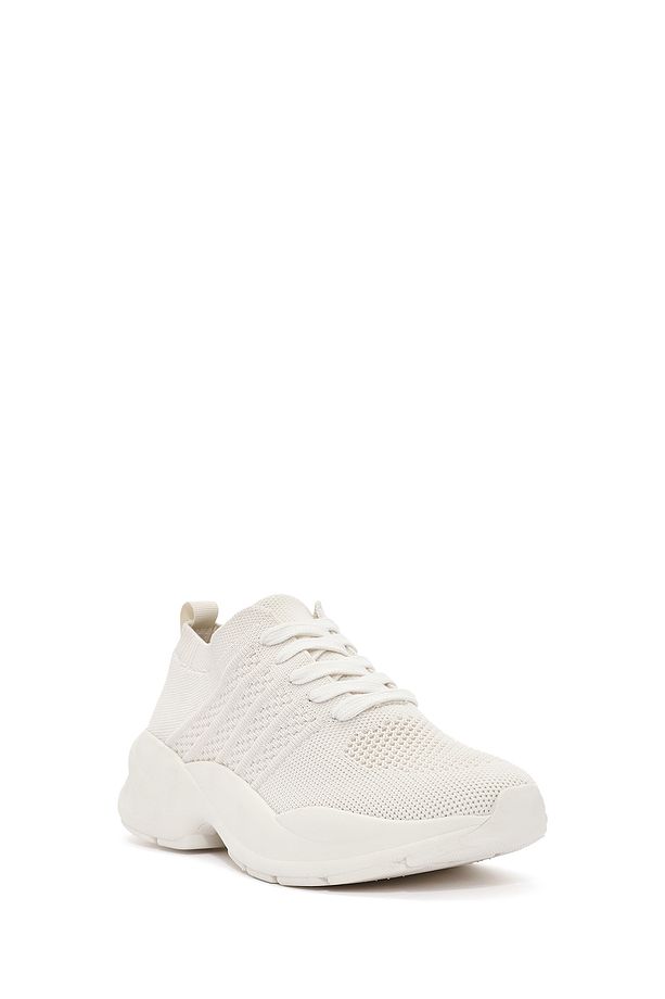 Zero Kadın Bej Bağcıklı Kalın Tabanlı Sneaker 25sfd43146f - 6