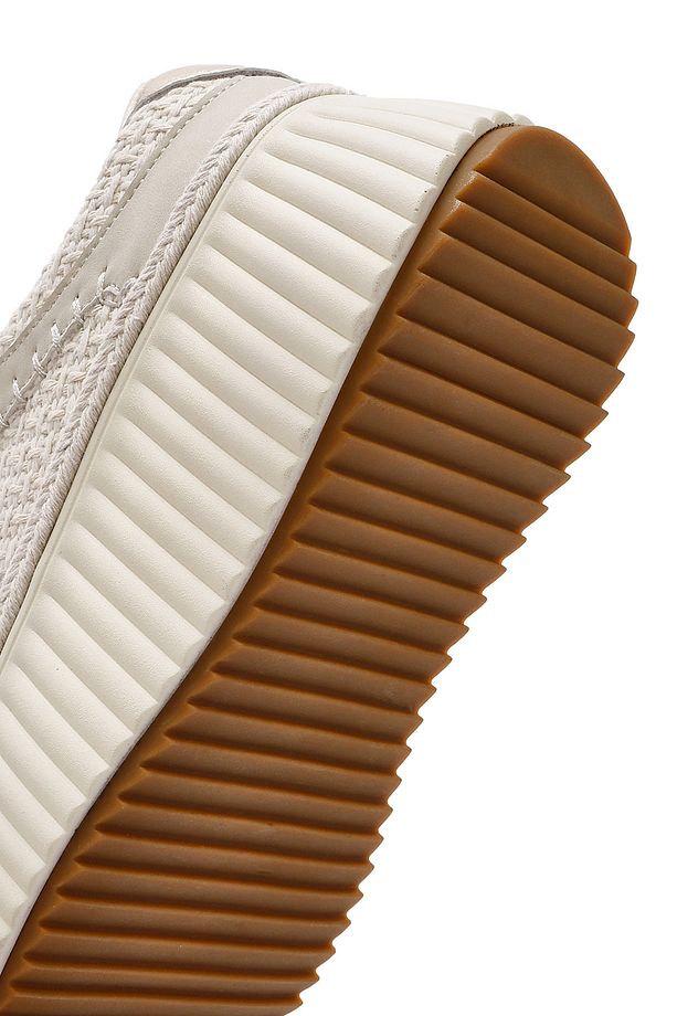 Kadın Bej Bağcıklı Kalın Tabanlı Örgülü Sneaker 25SFD430914 - 8