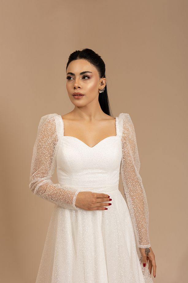 Cecilia Degrade Tül Kalp Yaka Nişan & Nikah Elbisesi - 1