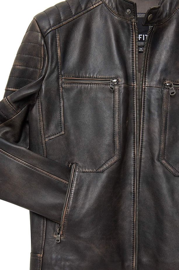 Morant Erkek Kahverengi Vintage Slim-Fit Deri Ceket 24WGF6554G6 - 8