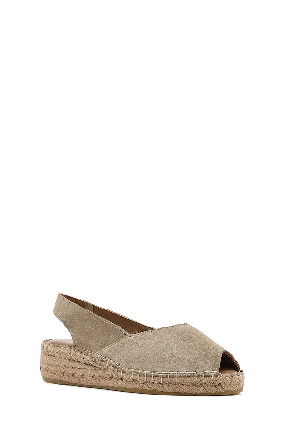 Kadın Bej Süet Espadril Sandalet 25SFD206710 - 6