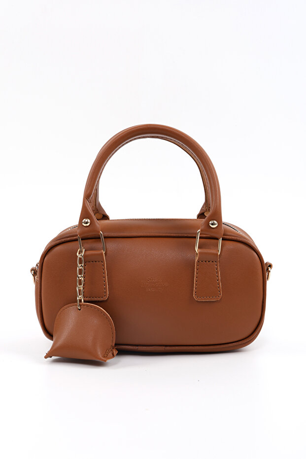 Taba Shk207 Faux Leather Charm Detailed Zippered Hand, Arm and Shoulder Bag with Strap