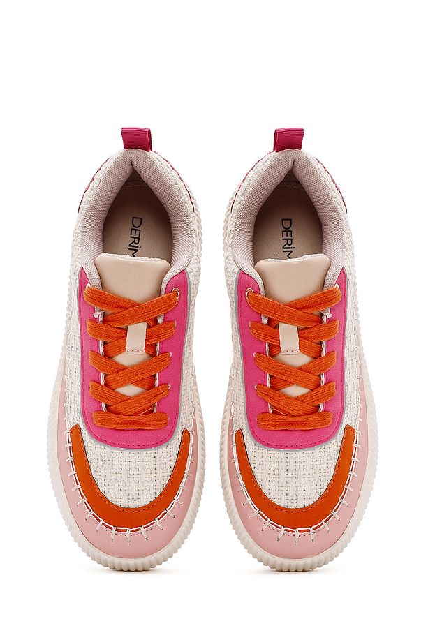 Kadın Çok Renkli Bağcıklı Kalın Tabanlı Örgülü Sneaker 25SFD43086F - 8