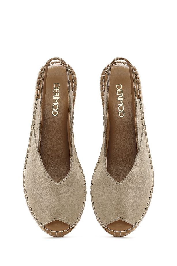 Kadın Bej Süet Espadril Sandalet 25SFD206710 - 7