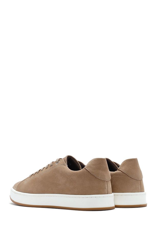 Erkek Bej Bağcıklı Nubuk Deri Sneaker 25SFD6601V3 - 5