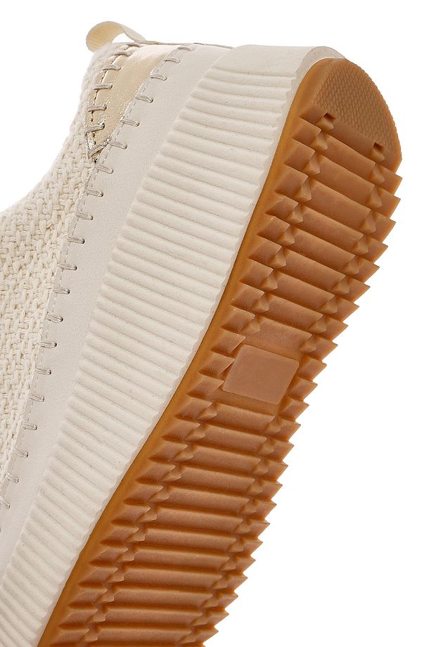 Kadın Bej Bağcıklı Kalın Tabanlı Örgülü Sneaker 25SFD43086F - 8