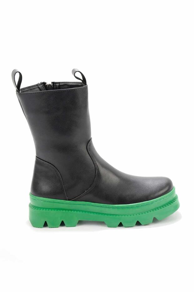Mat Siyah Yeşil Kadın Bot & Bootie K02891100409 - 1