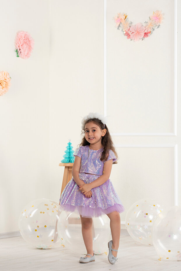 Fiyonk Detaylı,astarlı,parıltılı,pullu Etek - 3