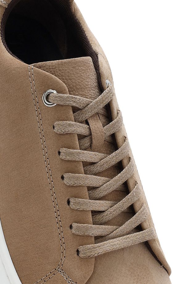Erkek Bej Bağcıklı Nubuk Deri Sneaker 25SFD6601V3 - 8