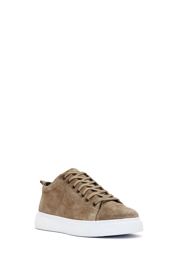 Erkek Vizon Bağcıklı Süet Deri Sneaker 25SFD752110 - 6