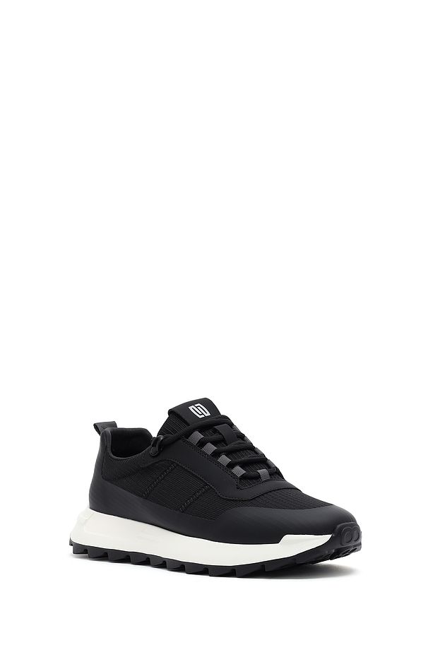 Erkek Siyah Bağcıklı Kalın Tabanlı Deri Sneaker 25SFD69536F - 6