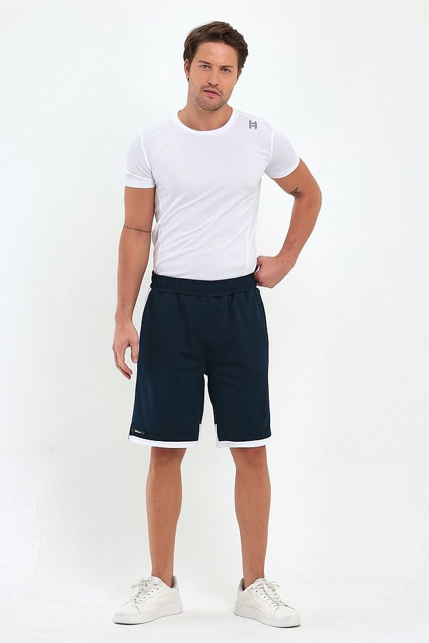 File Şeritli Polyester Erkek Spor Şort - 5
