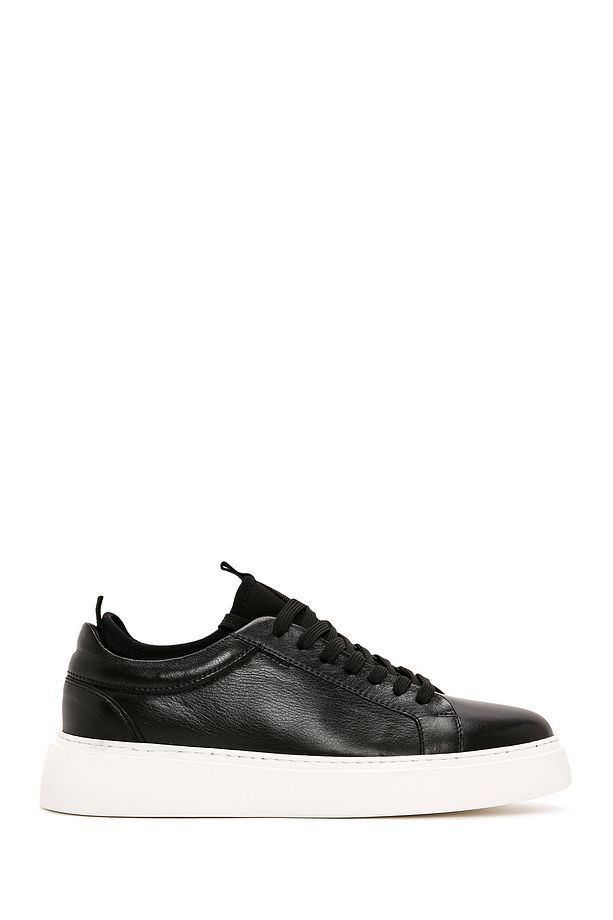 Erkek Siyah Bağcıklı Deri Sneaker 25SFD610318 - 1