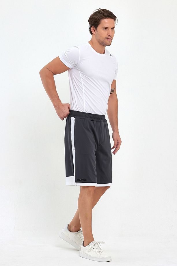 File Şeritli Polyester Erkek Spor Şort - 5