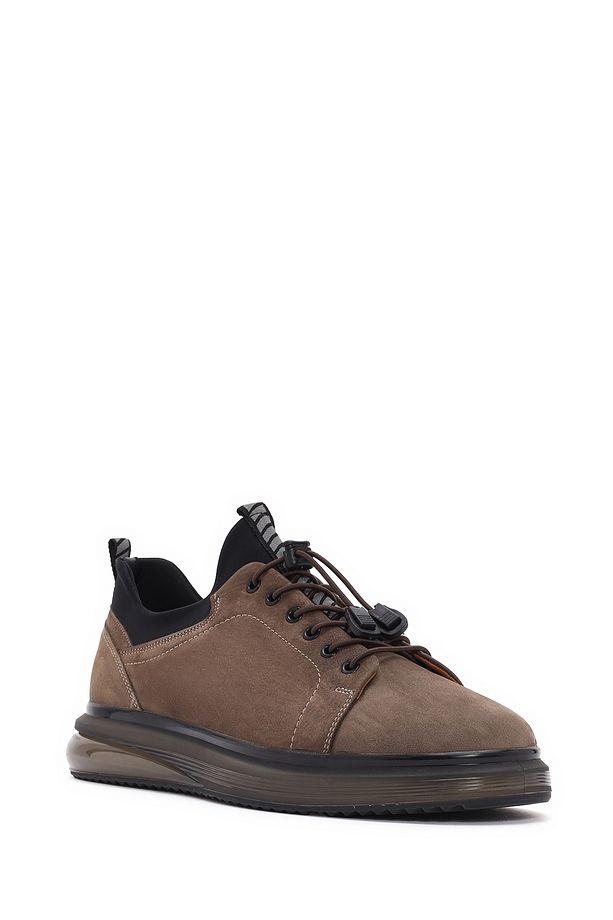 Erkek Vizon Bağcıklı Kalın Tabanlı Süet Deri Casual Sneaker 25sfd640810 - 6