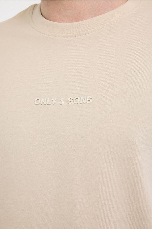 Onslevı Lıfe Reg Text Ss Ekru Erkek Kısa Kol T-shirt - 4
