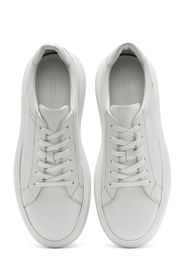 Erkek Bej Bağcıklı Kalın Tabanlı Deri Sneaker 25SFD69536F - 7