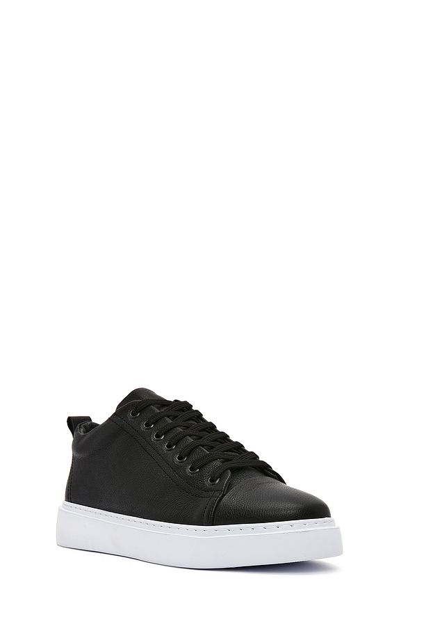 Erkek Siyah Kalın Tabanlı Bağcıklı Deri Sneaker 25SFD752116 - 6