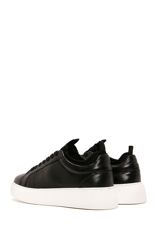 Erkek Siyah Bağcıklı Deri Sneaker 25SFD610318 - 5