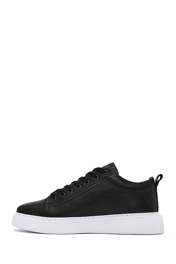 Erkek Siyah Kalın Tabanlı Bağcıklı Deri Sneaker 25SFD752116 - 2