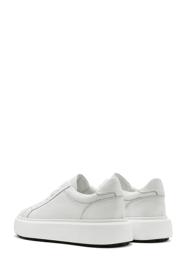 Erkek Bej Bağcıklı Kalın Tabanlı Deri Sneaker 25SFD69536F - 5