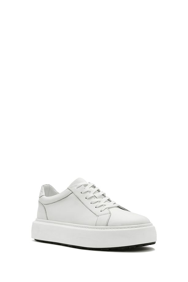 Erkek Bej Bağcıklı Kalın Tabanlı Deri Sneaker 25SFD69536F - 6