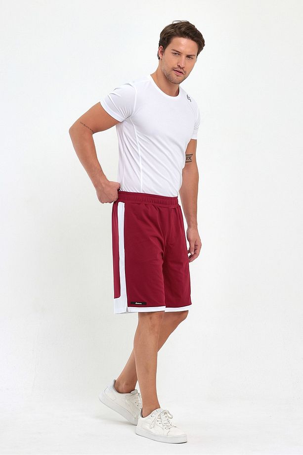 File Şeritli Polyester Erkek Spor Şort - 6